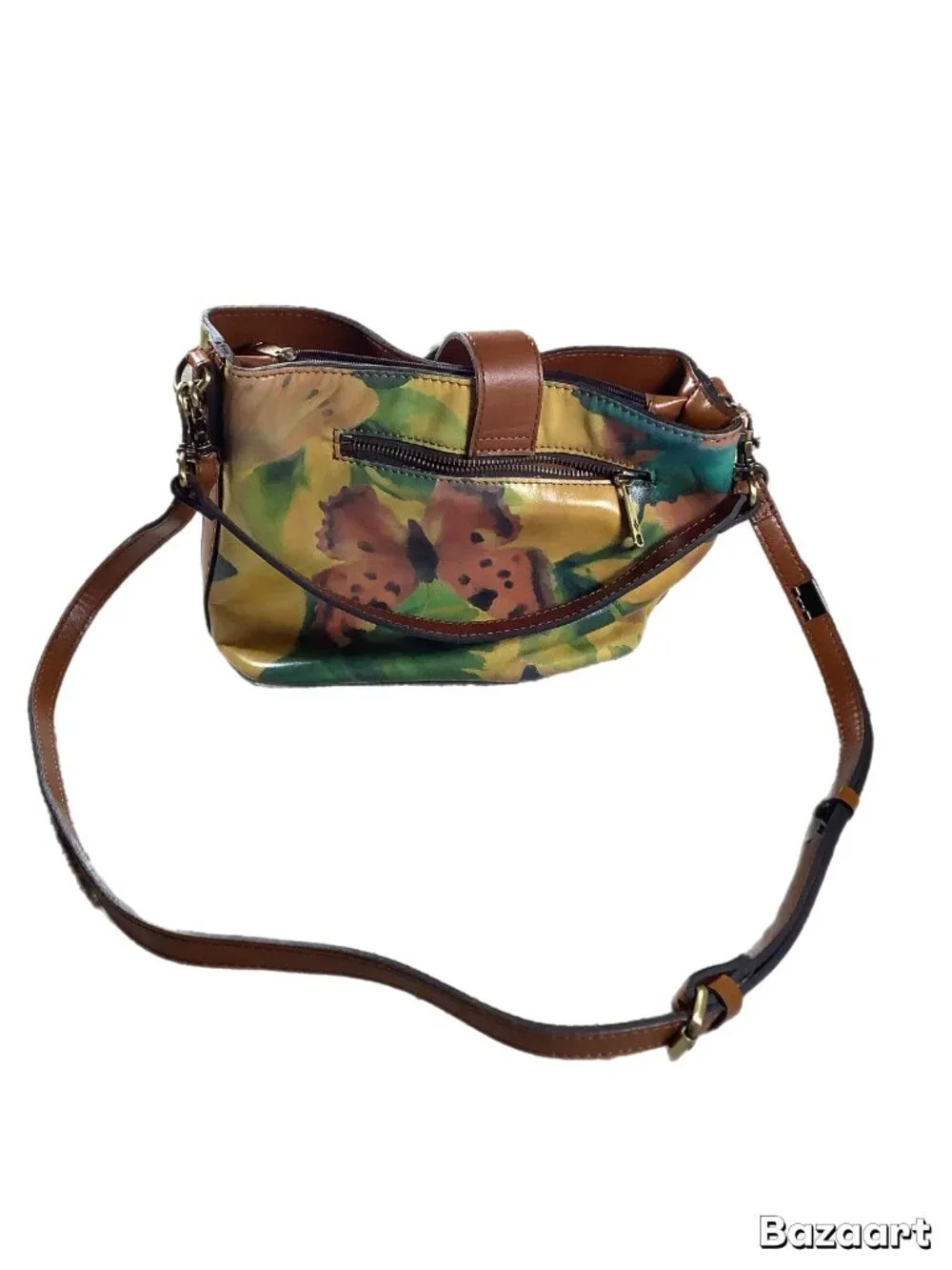 Patricia Nash Irving Leather Bucket Handbag Crossbody Butterfly Print (279)